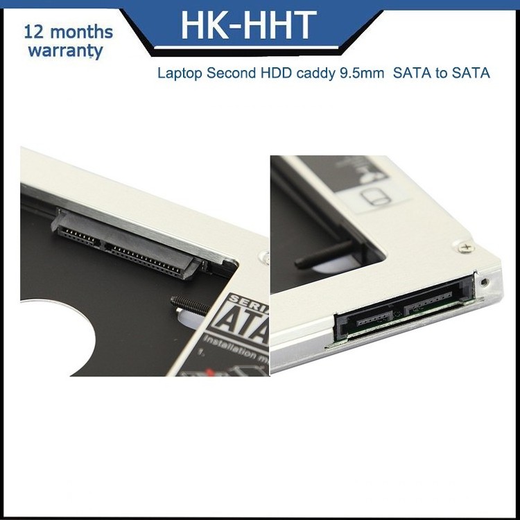 HK-HHT SATA To SATA 2nd Hard Disk Driver HDD Caddy 9.5mm Universal Optical Bay