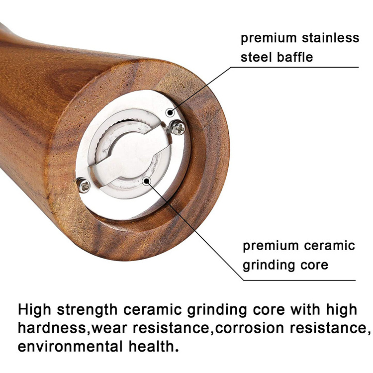 Wood salt and pepper grinder mill Manual Mechanism spice grinder with Adjustable Coarseness Tableware Gifts