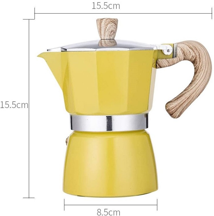 150ml Moka 3 Cup Stovetop Coffee Maker Water Pot Coffee Kettle Minimalist Aluminum Round Hand Aluminum Pot Making Machine 150 Ml