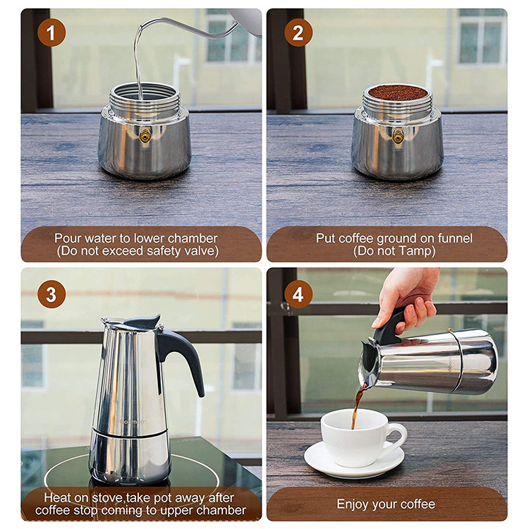 Stainless Steel Stovetop Moka Pot Espresso Maker Percolator