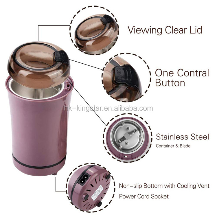 Housewares Mini Coffee Grinder and Electric Herb Grinder with 304 Stainless Steel Grinding Blades