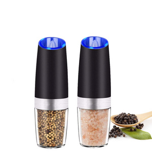 Black Automatic Pepper and Salt Mill Gravity Electric Salt and Pepper Grinder Set