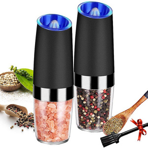 Wholesale Electric ABS portable gravity salt and pepper mill with LED light automatic pepper Grinder