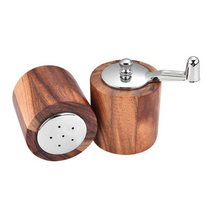 High quality Mini salt and pepper mill with acacia wood pepper Dredge Shaker for kitchen