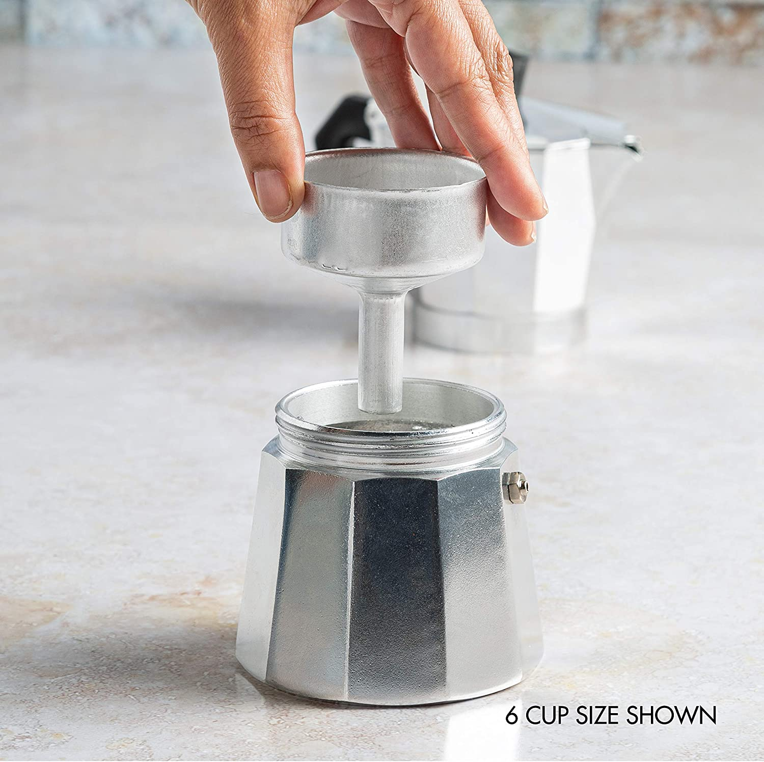 Classic moka pot famous for making the best traditional espresso quick & easy