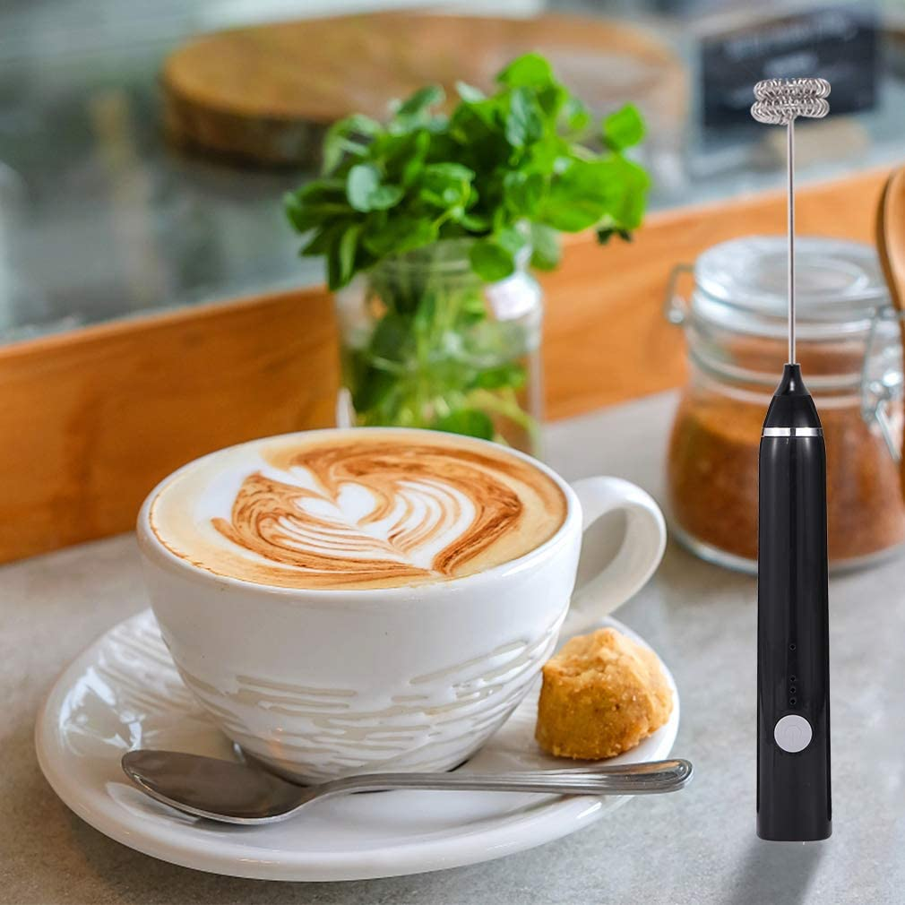 Stainless Whisk Milk Frother Handheld Electric Foam Maker Eggbeater Frother for Coffee