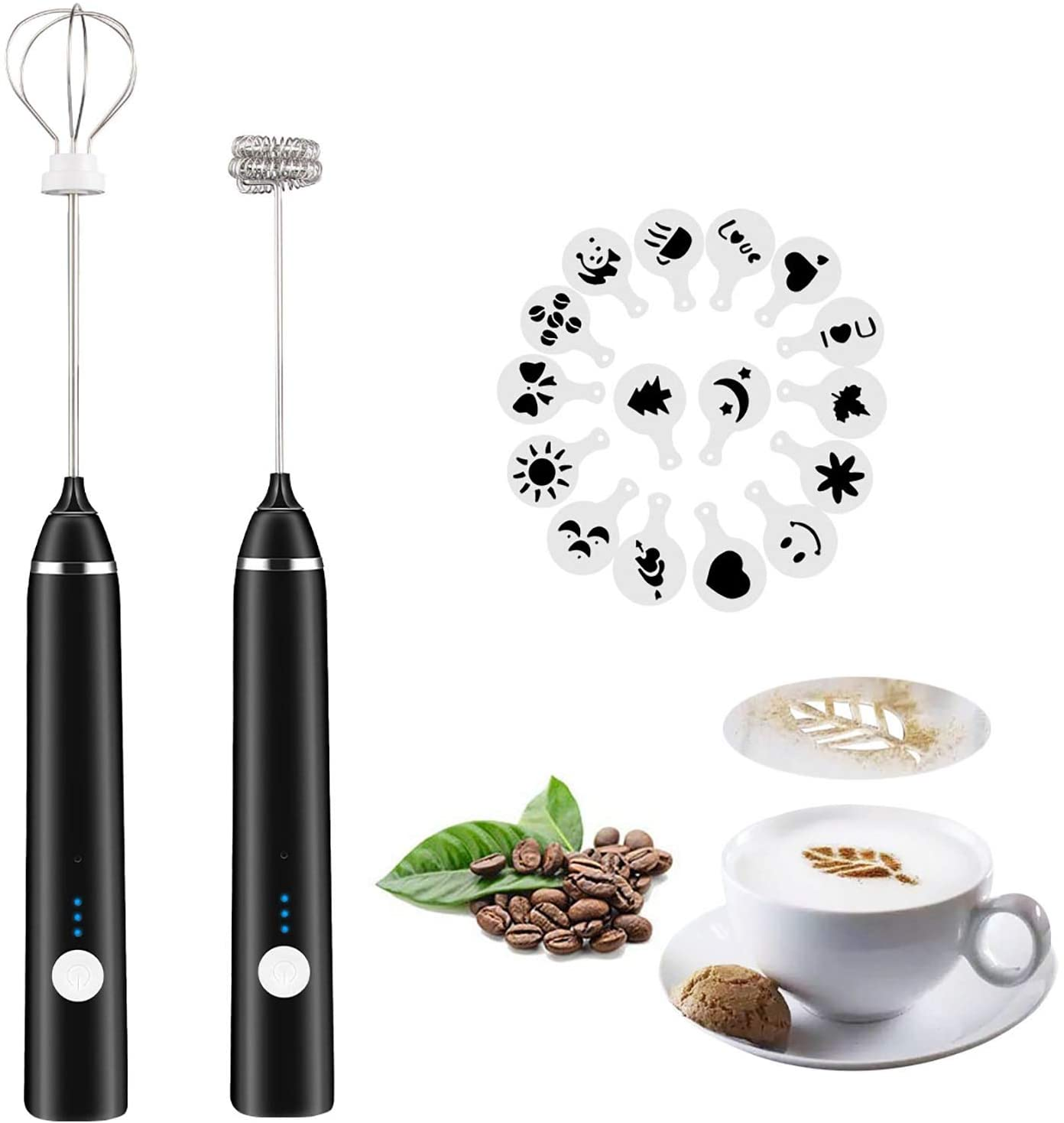 Stainless Whisk Milk Frother Handheld Electric Foam Maker Eggbeater Frother for Coffee