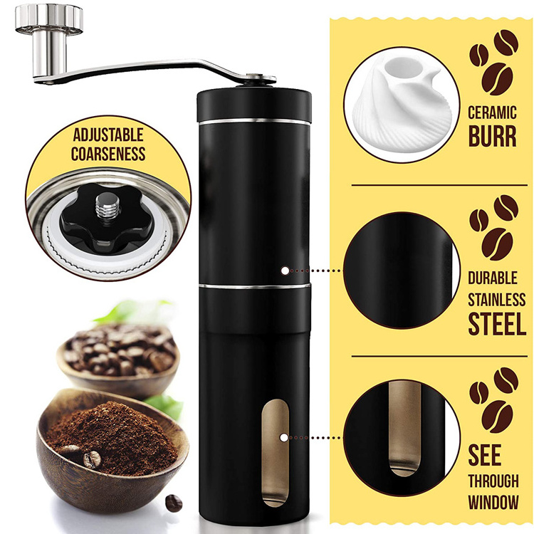 Hot Sale burr conical coffee grinder Adjustable Setting hand crank coffee grinder