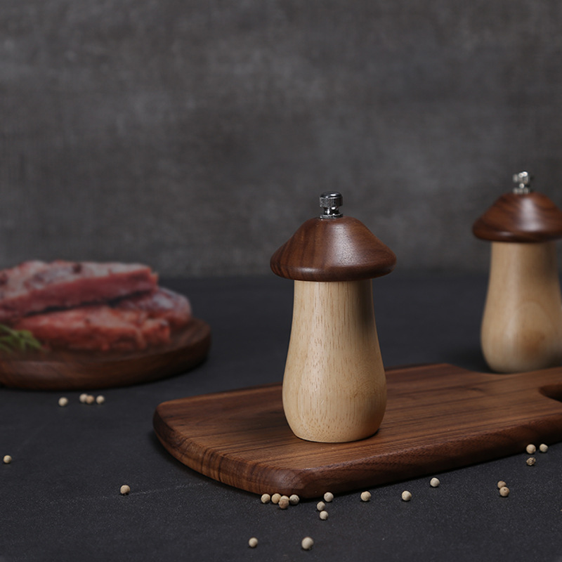 New develop Mushroom-shaped Wooden pepper mill salt grinder