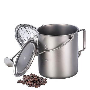 Titanium Camping Drinkware Outdoor Coffee Maker 750ml Cup Travel French Press