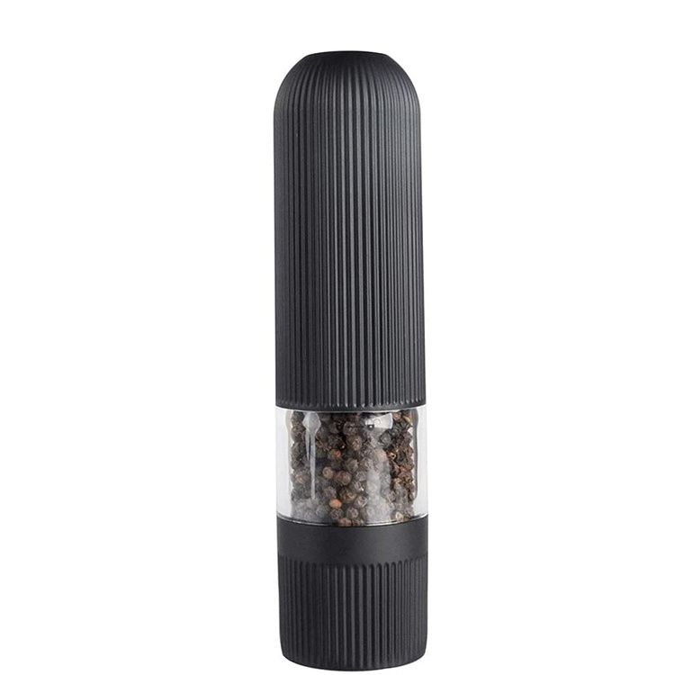 Lithium battery powered, automatic operation acrylic stainless steel gravity electric Salt and Pepper Grinder