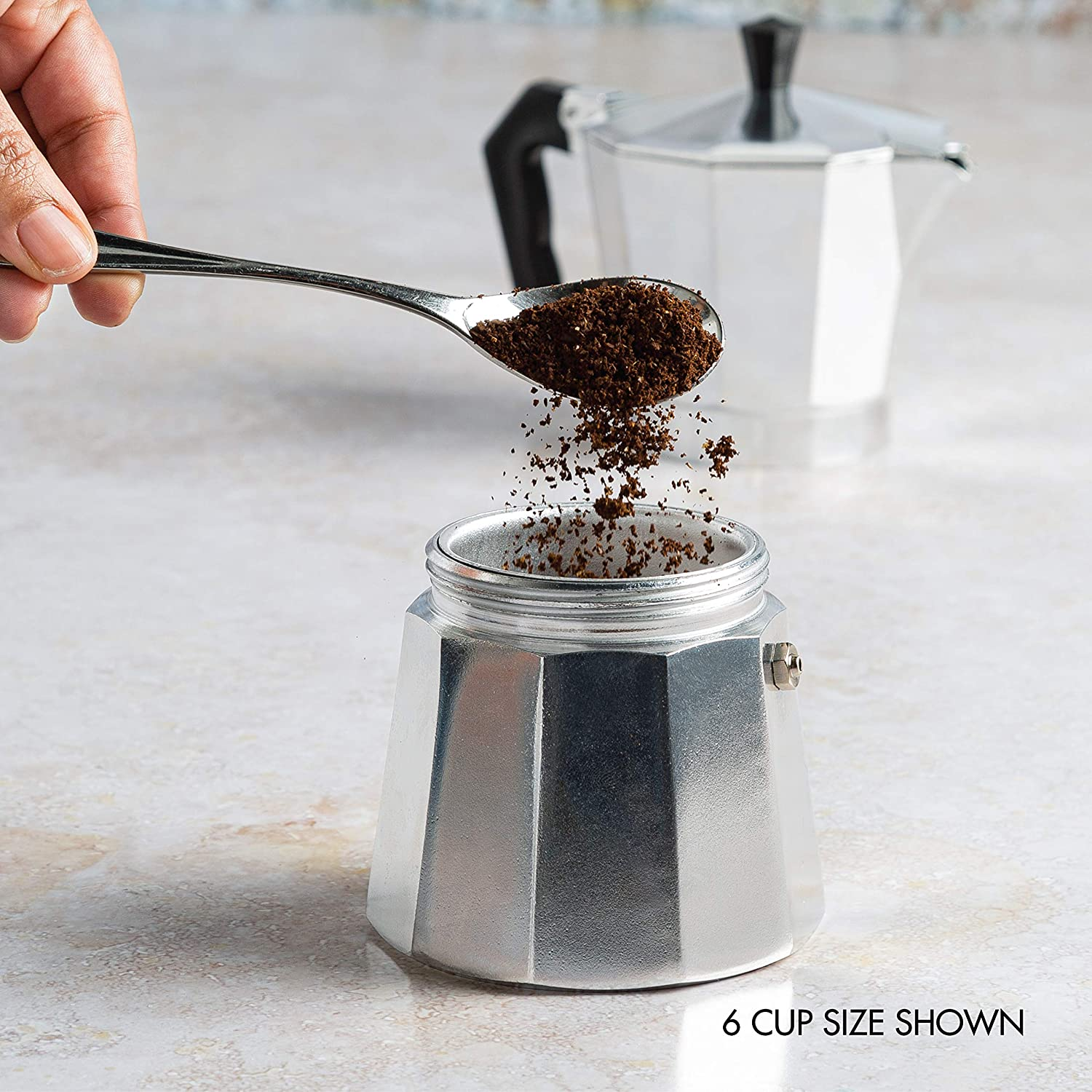 Classic moka pot famous for making the best traditional espresso quick & easy