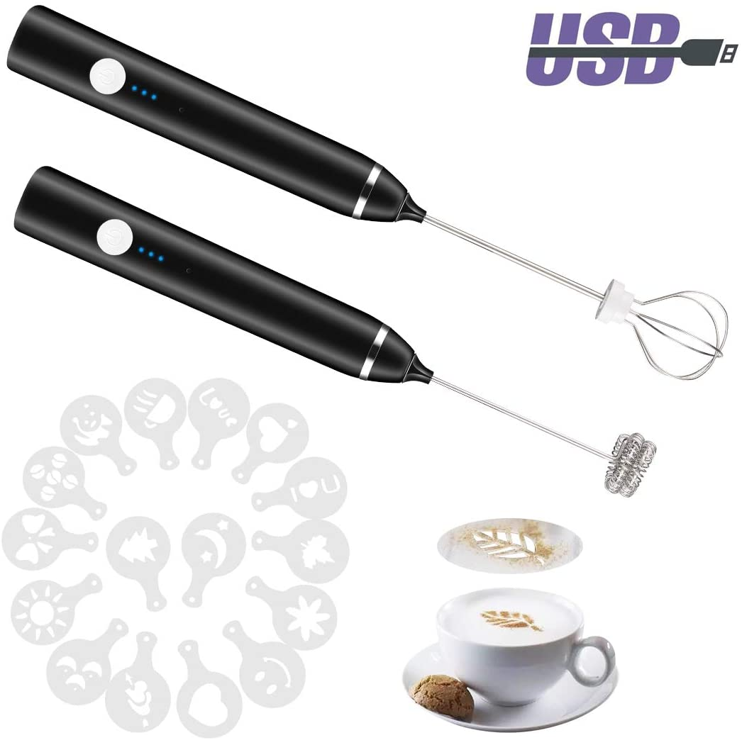 Stainless Whisk Milk Frother Handheld Electric Foam Maker Eggbeater Frother for Coffee