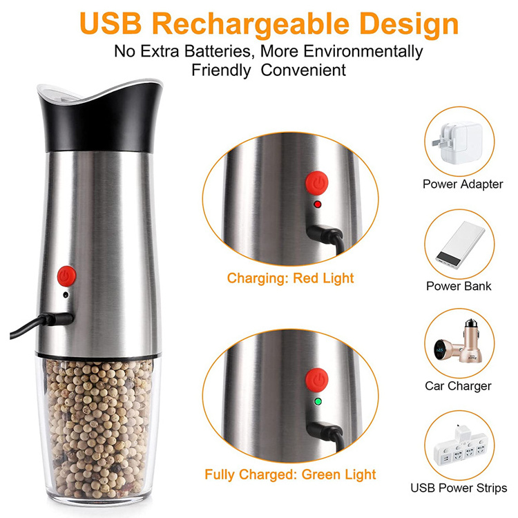 Large Capacity Refillable Pepper Mill Shaker Salt Mill rechargeable Spice grinder