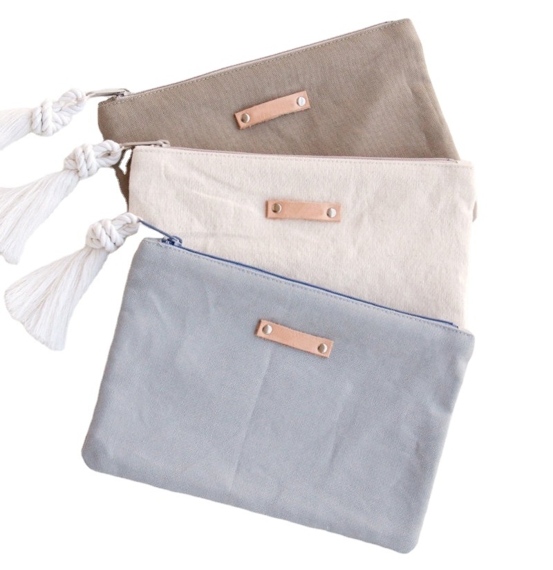 Good Quality Hand-held Wallet Mini Plain Canvas Cotton Custom Coin Purse Keychain coin purse