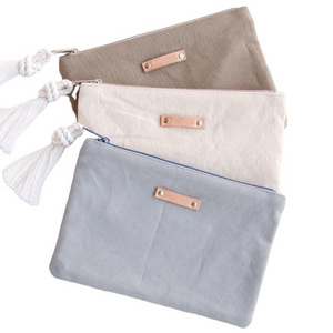 Good Quality Hand-held Wallet Mini Plain Canvas Cotton Custom Coin Purse Keychain coin purse