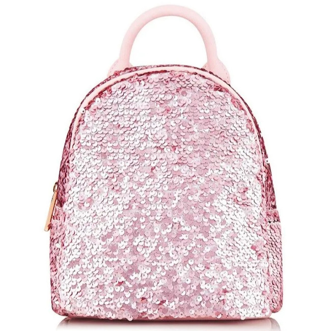 Designer designs shiny sequin backpack, customized fashionable mini cool backpack, pink sequin girl backpack