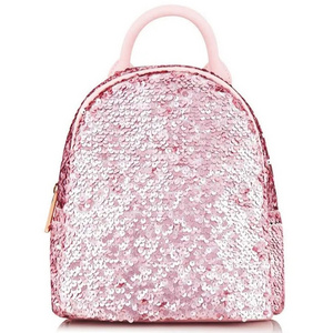 Designer designs shiny sequin backpack, customized fashionable mini cool backpack, pink sequin girl backpack