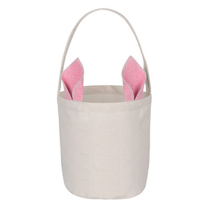 High King wholesale easter basket Canvas Easter Bunny Bag Easter Basket with sublimation for kids