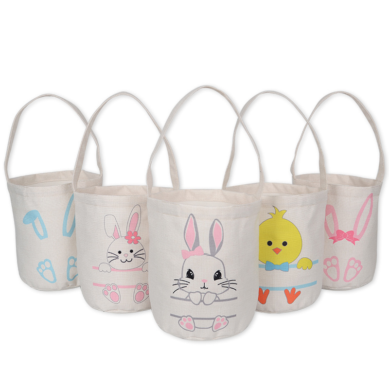 High King wholesale easter basket Canvas Easter Bunny Bag Easter Basket with sublimation for kids