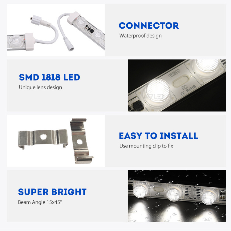 Smd1818 48w 18leds/m 24V Led Side light Module Strip 18led/m Led Edge Light Bar for Double Side Light Box