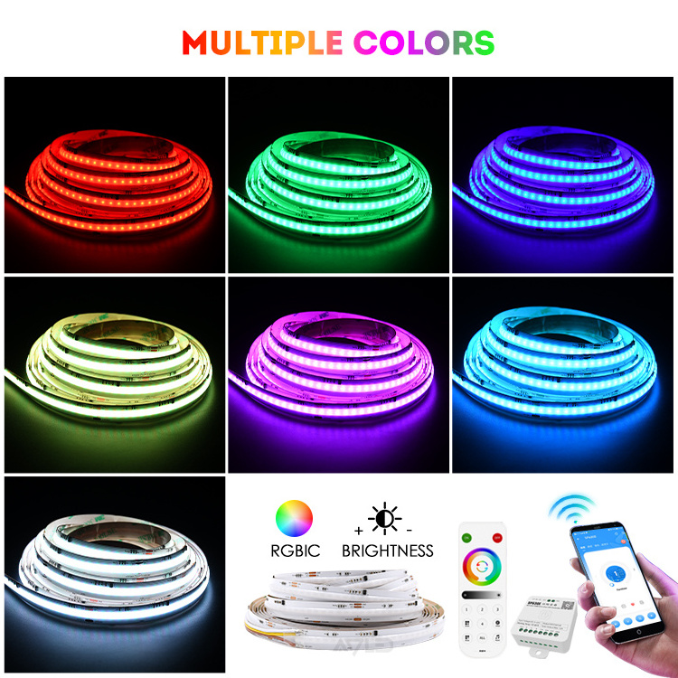 Magic rgb led strip light rgbw 12v 24v ce rohs cob rgb led strip COB Bluetooth led strip light