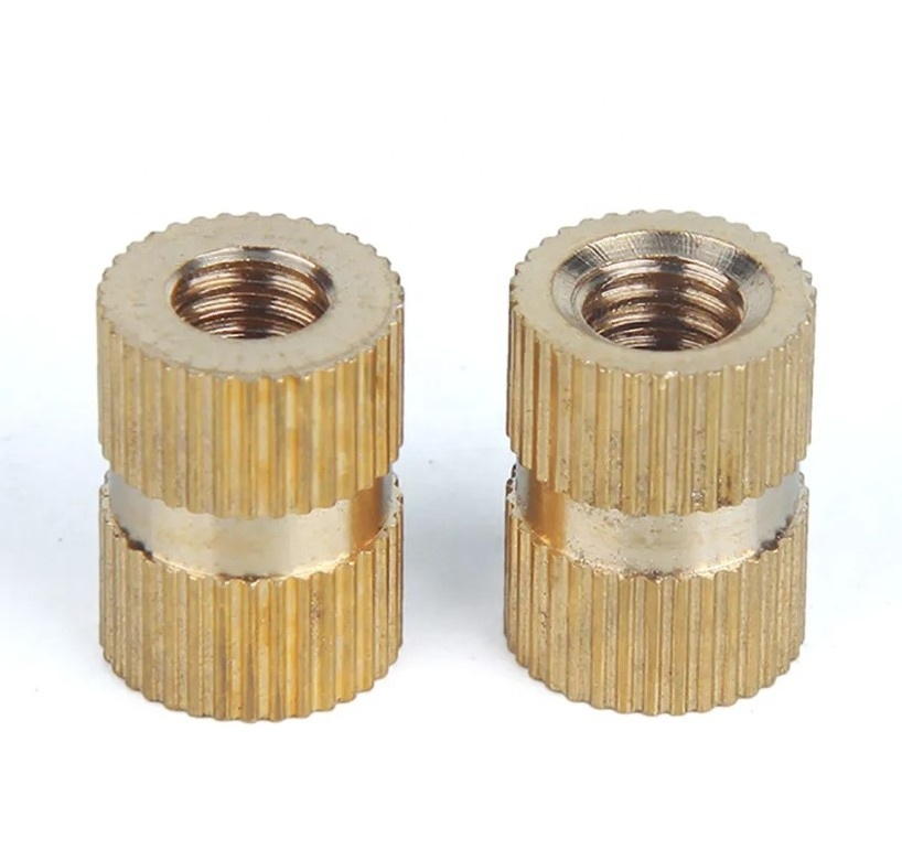 Manufacturing  knurled brass thread insert nut parts precision thread knurled brass insert nuts