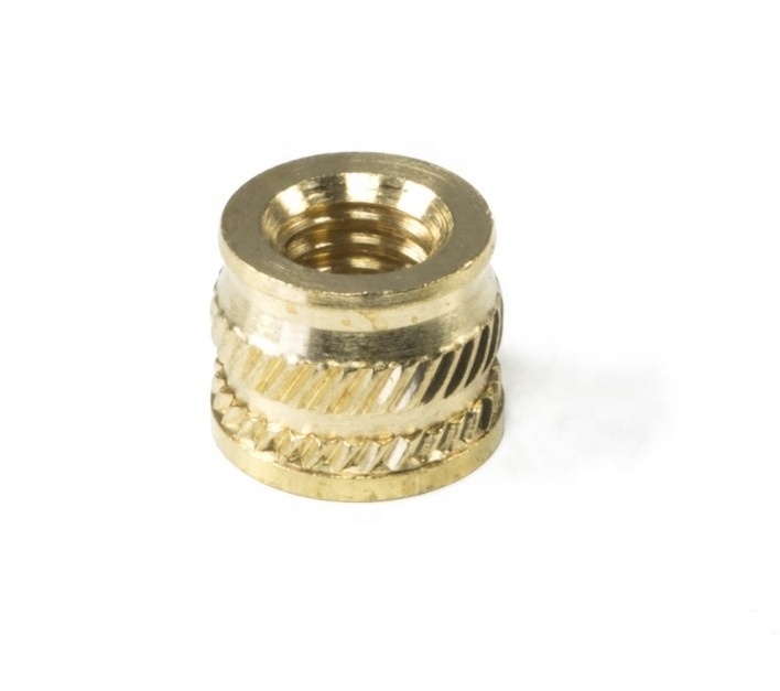 Manufacturing  knurled brass thread insert nut parts precision thread knurled brass insert nuts