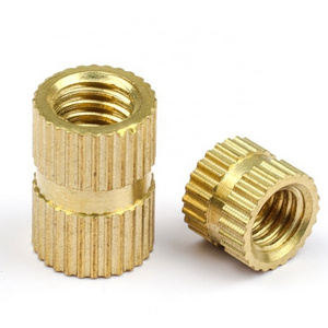 Manufacturing  knurled brass thread insert nut parts precision thread knurled brass insert nuts