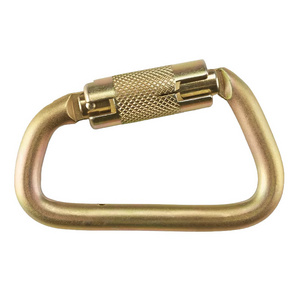 25kn mountain climbing hook quick draw Screw Lock Large D Steel brass Carabiner Twist-Locking High-Strength Carabiner with Pin