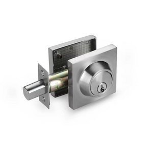 Square Entry Exterior Interior Entrance Door Lock Single Cylinder Deadbolt Lock Key Satin Nickel Steel Finished Zinc Alloy