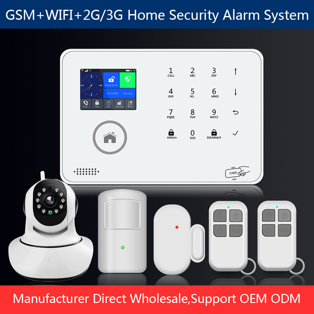 Door Detector Window Sensor 3g gsm wifi home security alarm system APP 8 language TFT touch panel alarm