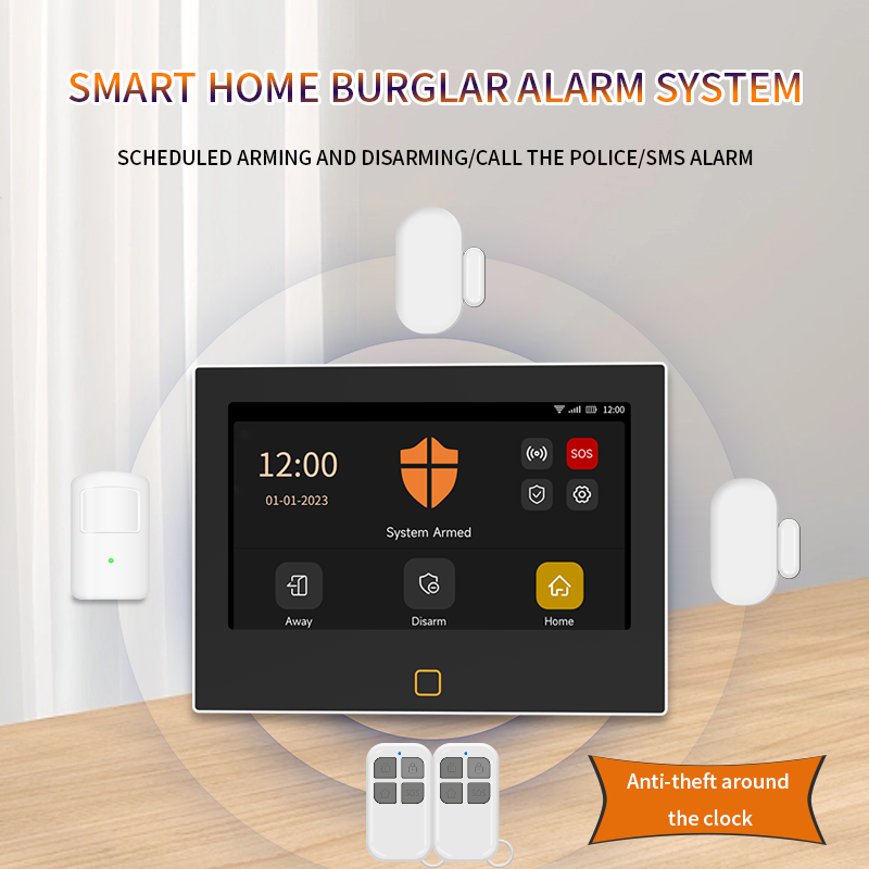 Home alarm wireless 4G GSM WIFI Burglar Alarm Systems Kits+wifi ip camera+smoke detector+door sensor DIY