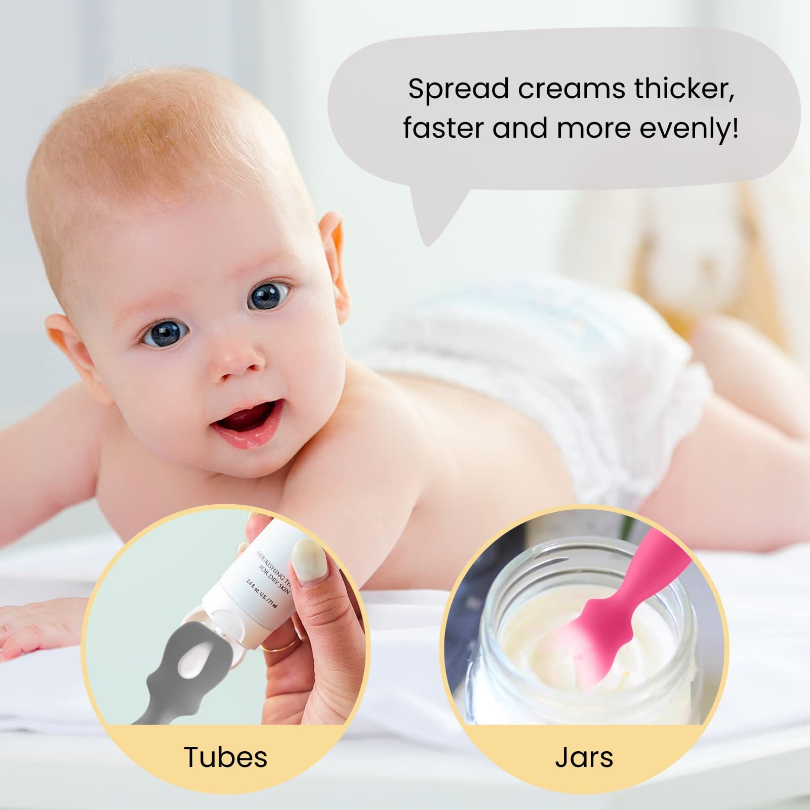 Silicone Baby Butt Paste Spatula Applicator Baby Diaper Cream Brush with suction for Babies Newborn