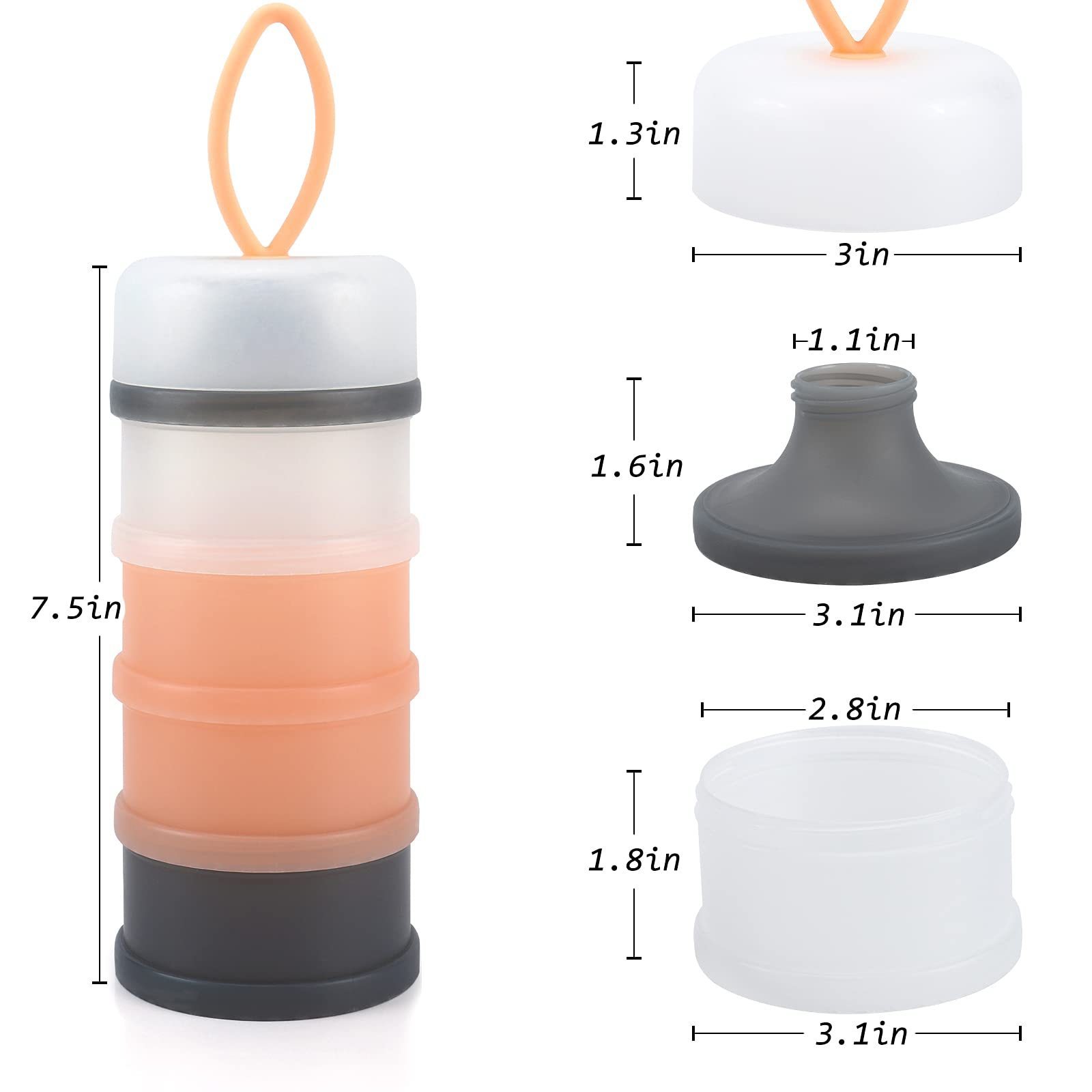 Non-Spill 4 Layers Baby Snack Storage Milk Powder Formula Dispenser Stackable Container for Travel