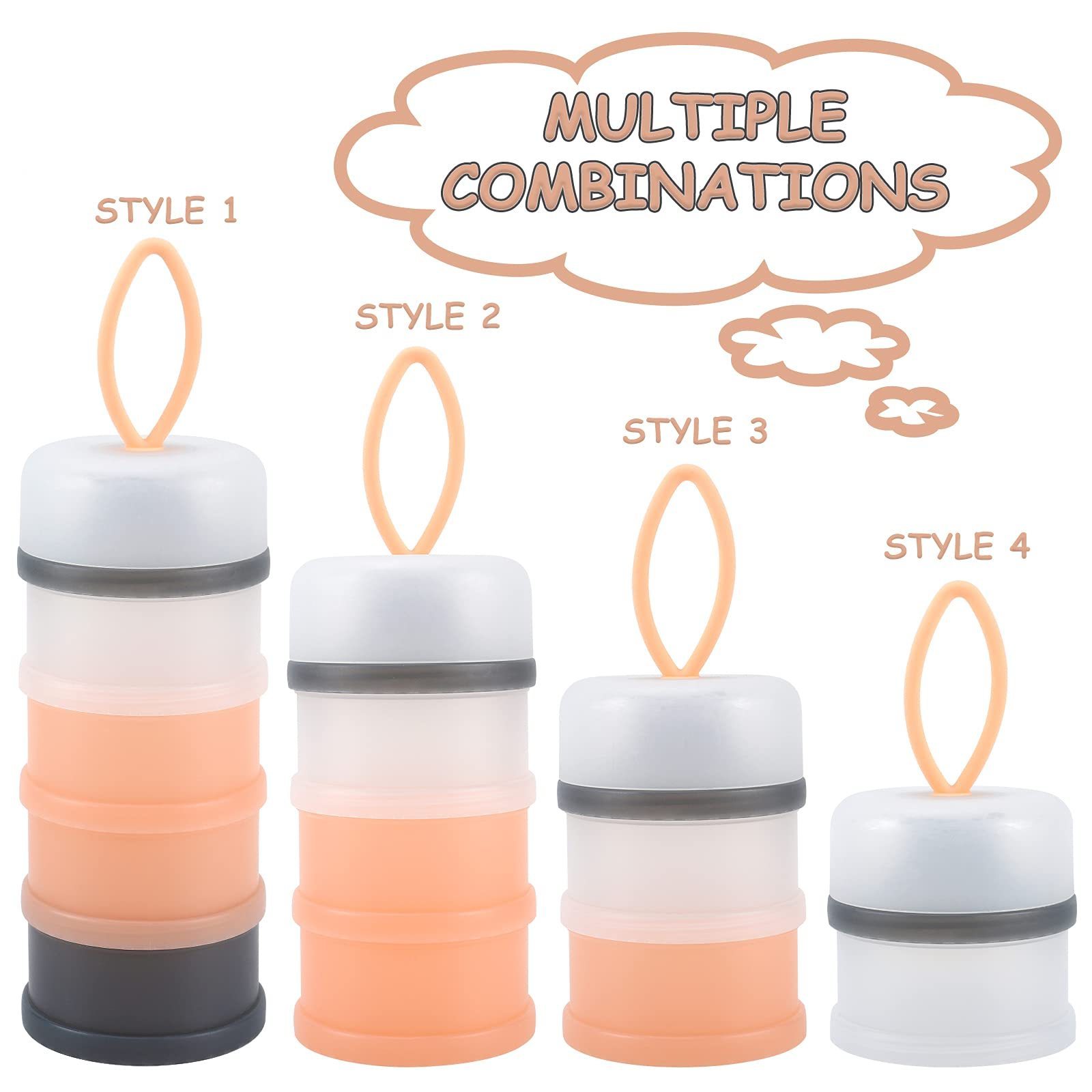 Non-Spill 4 Layers Baby Snack Storage Milk Powder Formula Dispenser Stackable Container for Travel