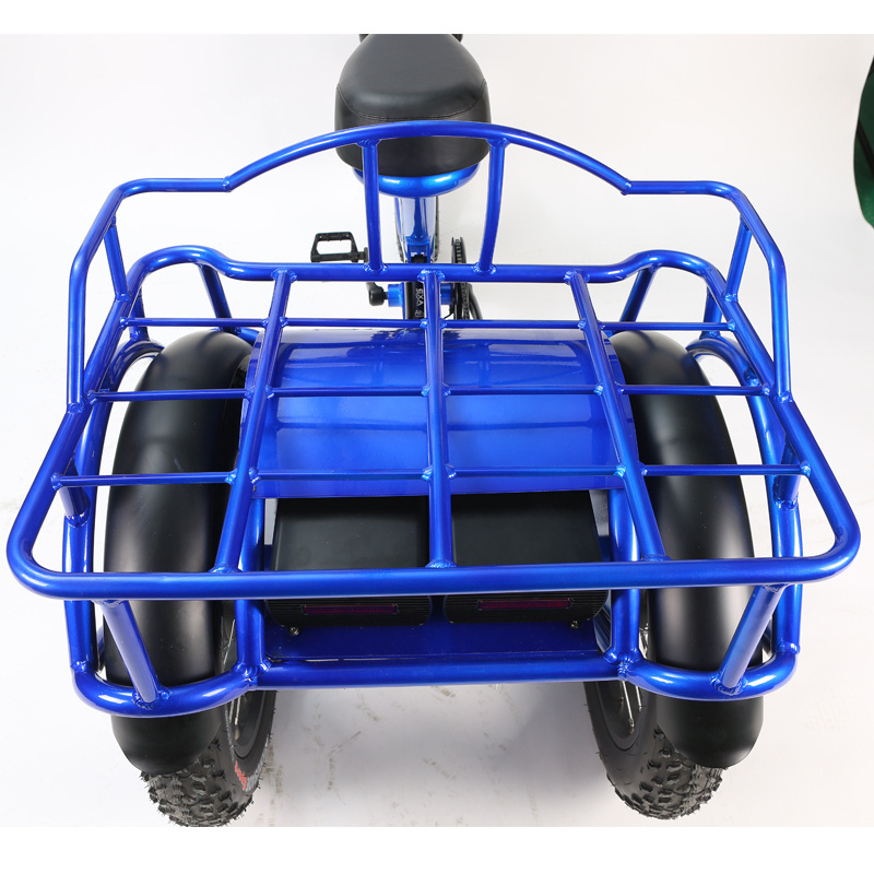 Electric Tricycle Hunting Cargo Electric Trike 20 Inch Fat Tire Electric Bike 3 Wheel E Trike with 48V 500W Dual Motor