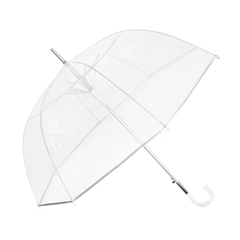 custom umbrella for rainy and sunny transparent acrylic crook shaft Automatic open clear dome bubble stick umbrella