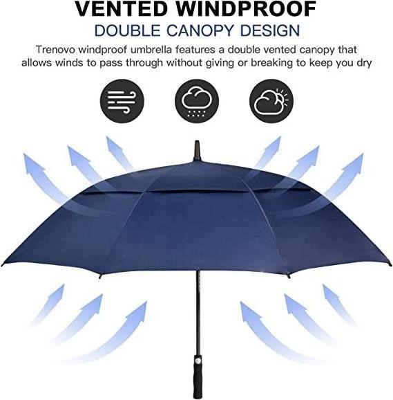 Automatic Open 47/62/68 Inch Extra Large Umbrella Oversize Double Vented Canopy Waterproof Windproof Stick Golf Umbrella