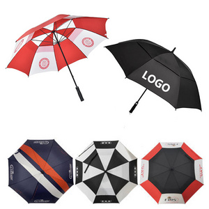 Windproof  large auto open 60inch 190T pongee fibreglass custom logo promotional sublimation customized hotel golf umbrella