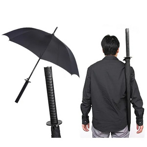 23inch 8k semi-automatic custom stick straight customized umbrella with samurai sword shape handle sun umbrella