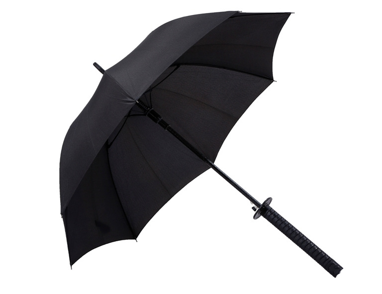 23inch 8k semi-automatic custom stick straight customized umbrella with samurai sword shape handle sun umbrella