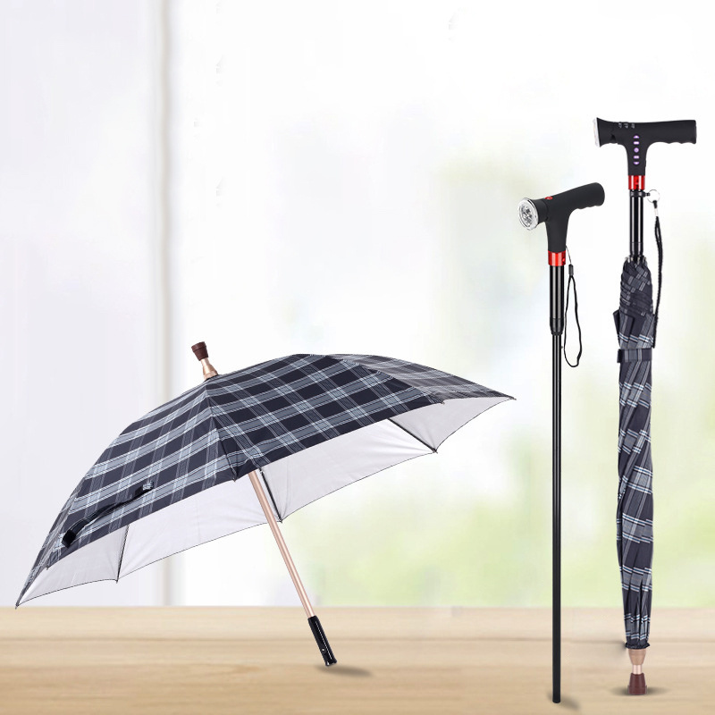 Intelligent Multifunctional strong walking stick umbrella cane for old man hiking and walking assist SOS umbrellas