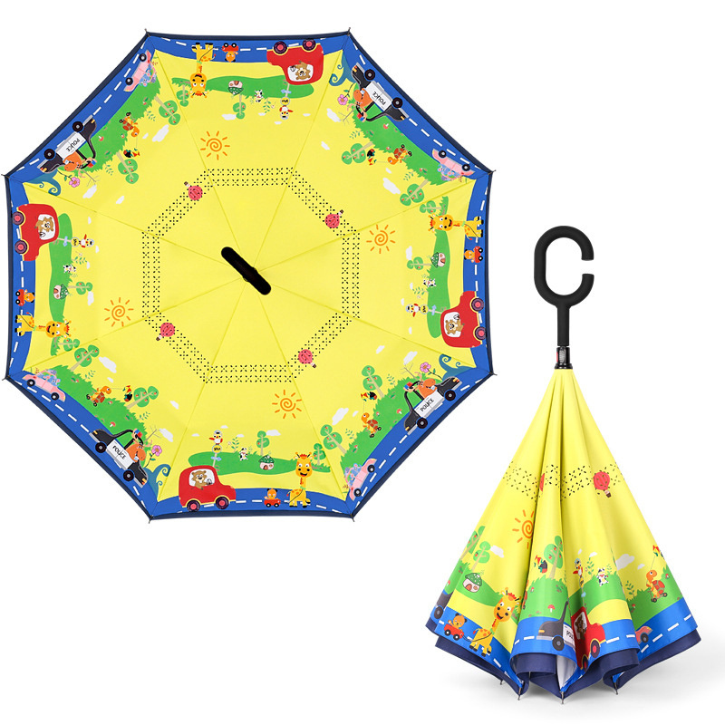 High quality 19 Inches 8K double full printing customized children reverse umbrella