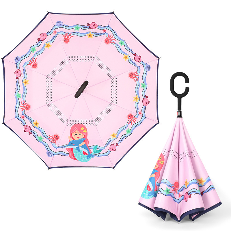 High quality 19 Inches 8K double full printing customized children reverse umbrella