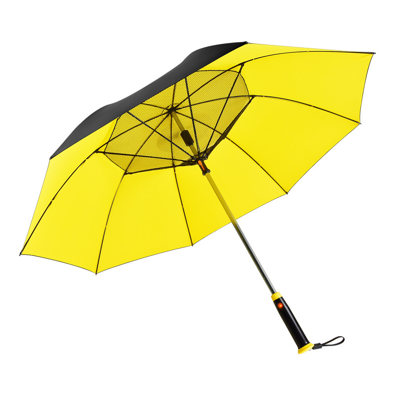 Enlarge Canopy High Quality Safety Manual Open Black Coating UV Protection Straight Fan Umbrella