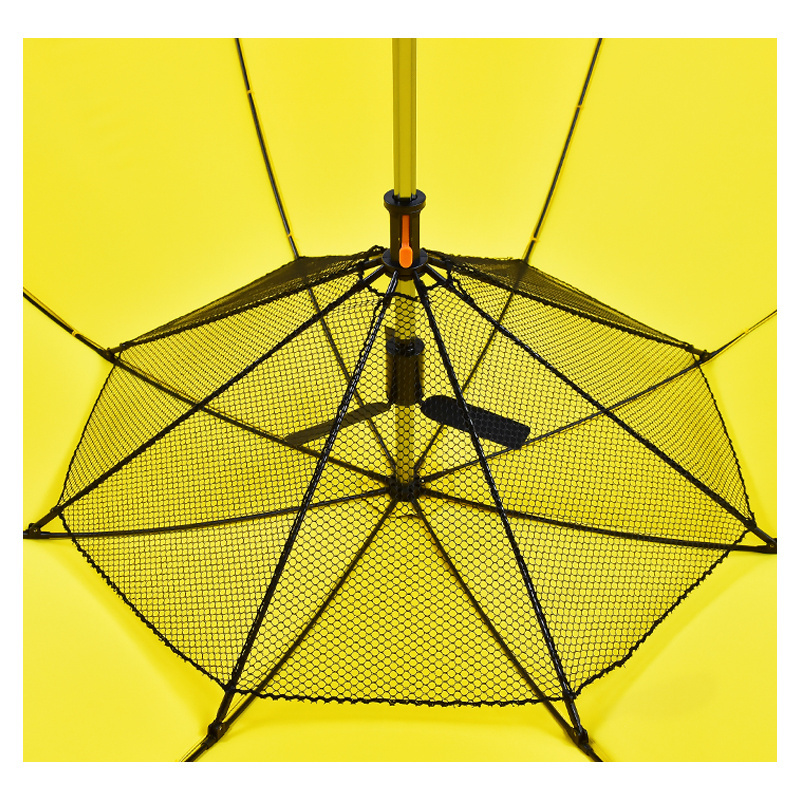 Enlarge Canopy High Quality Safety Manual Open Black Coating UV Protection Straight Fan Umbrella