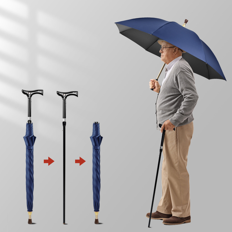 Black Coated Sun Protection Lightweight High Density Waterproof Durable Frame Windproof Separable Walking Stick Umbrella