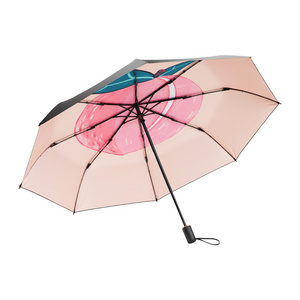 Good Quality Fruit Pattern 3 Fold Mini Umbrella Pocket Size Custom Logo Folding Umbrella