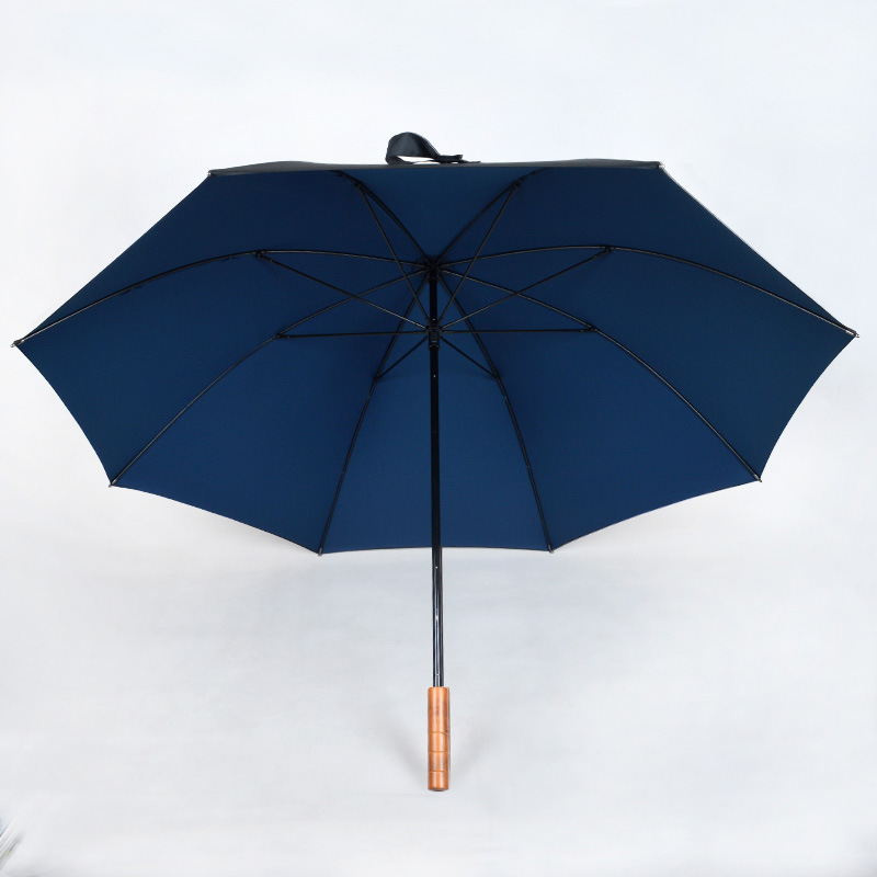 Chinese Factory ABS Explosion-proof Support Logo Printing Solid Wood Handle Extra double Layered  Business Straight Umbrella